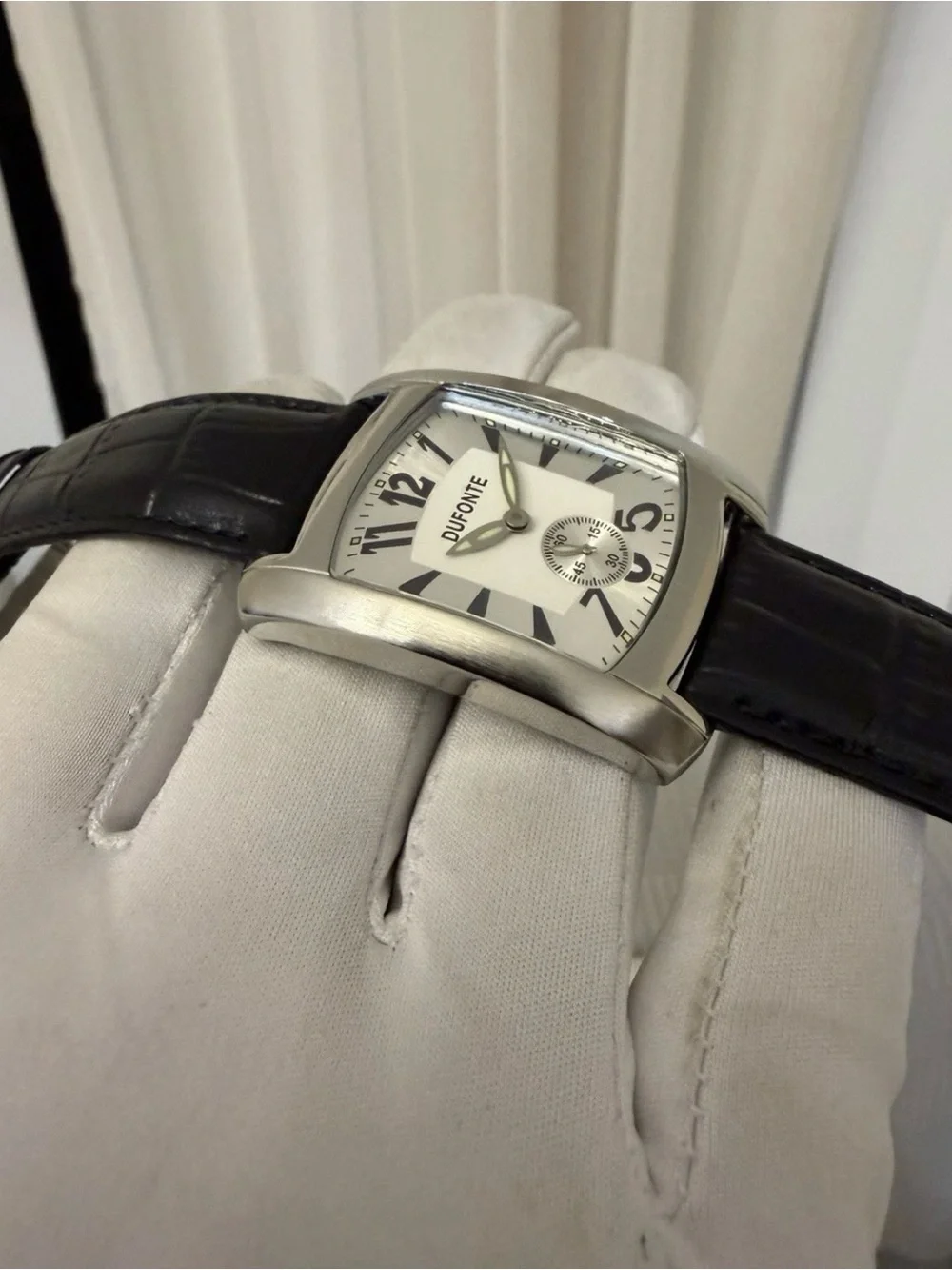 Vintage Dufonte by Lucien Piccard Men's Watch 83029SLB Tonneau Quartz 34-44mm